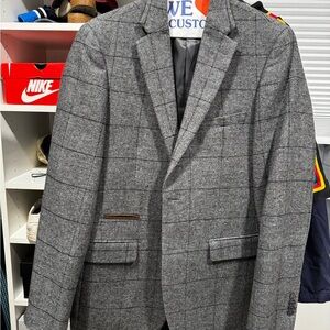 Men's Gray Windowpane Blazer